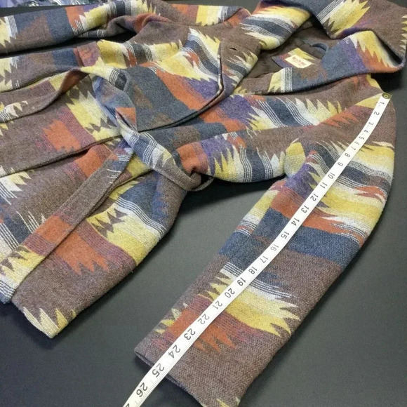 Vintage Mossimo Womens Multicolor Western Aztec Hooded Belted Jacket Medium - Picture 6 of 11